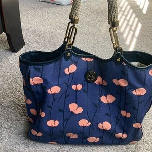 Tory Burch Channing Floral Print Canvas & Leather Tote